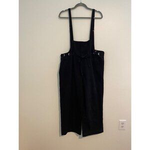 Mod Ref Women’s M Black Cotton Overalls Ring Detail Wide Leg Retro Casual